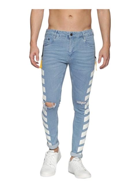 impackt blue skinny fit distressed jeans