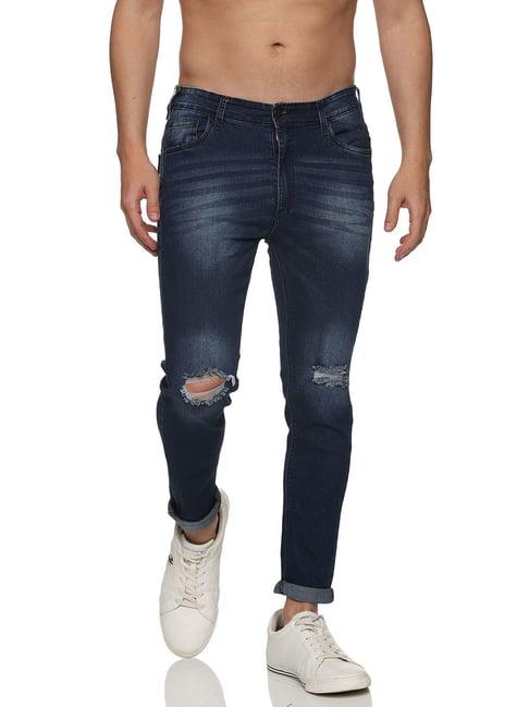 impackt blue skinny fit distressed jeans