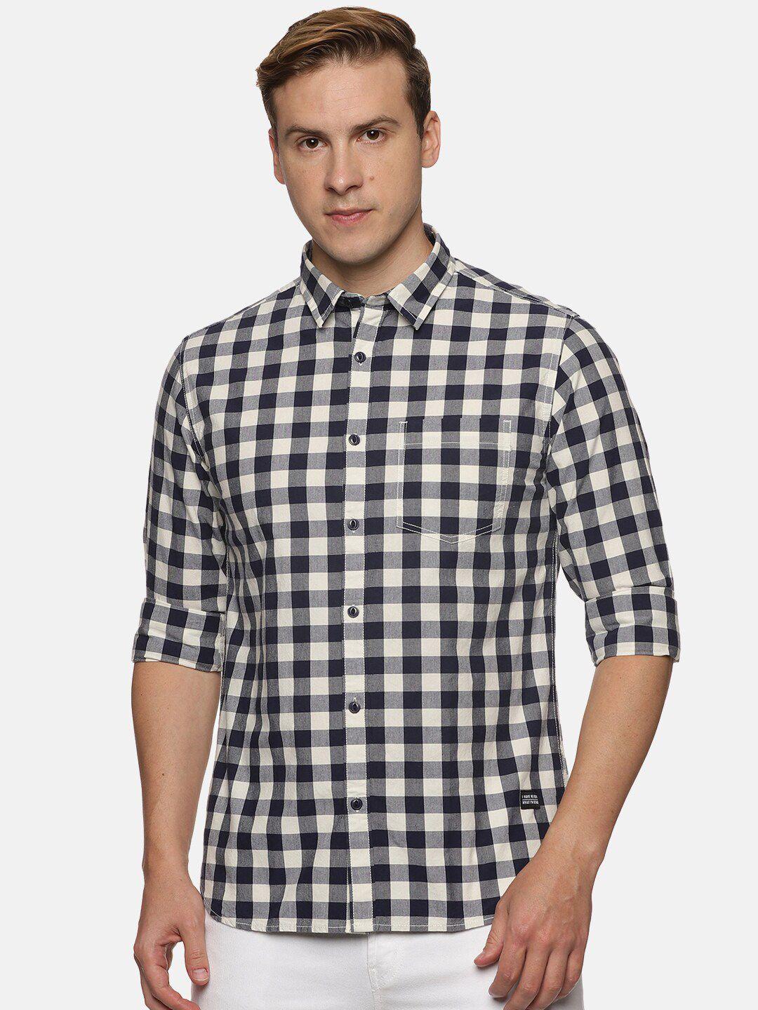 impackt men gingham checks cotton casual shirt