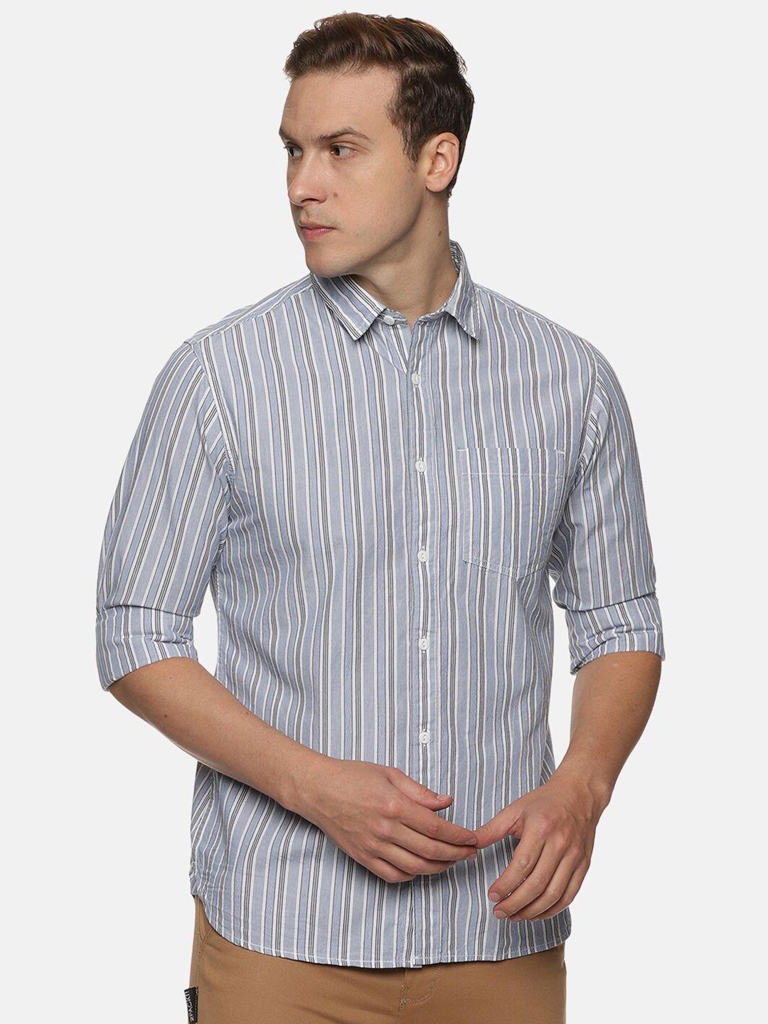 impackt men slim fit striped casual cotton shirt