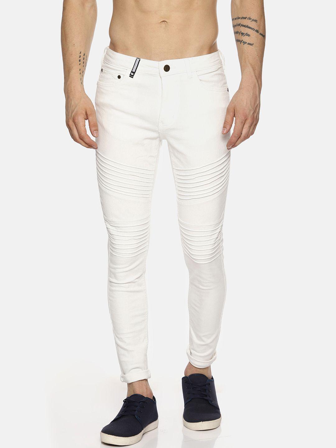 impackt men white skinny fit mid-rise clean look stretchable jeans