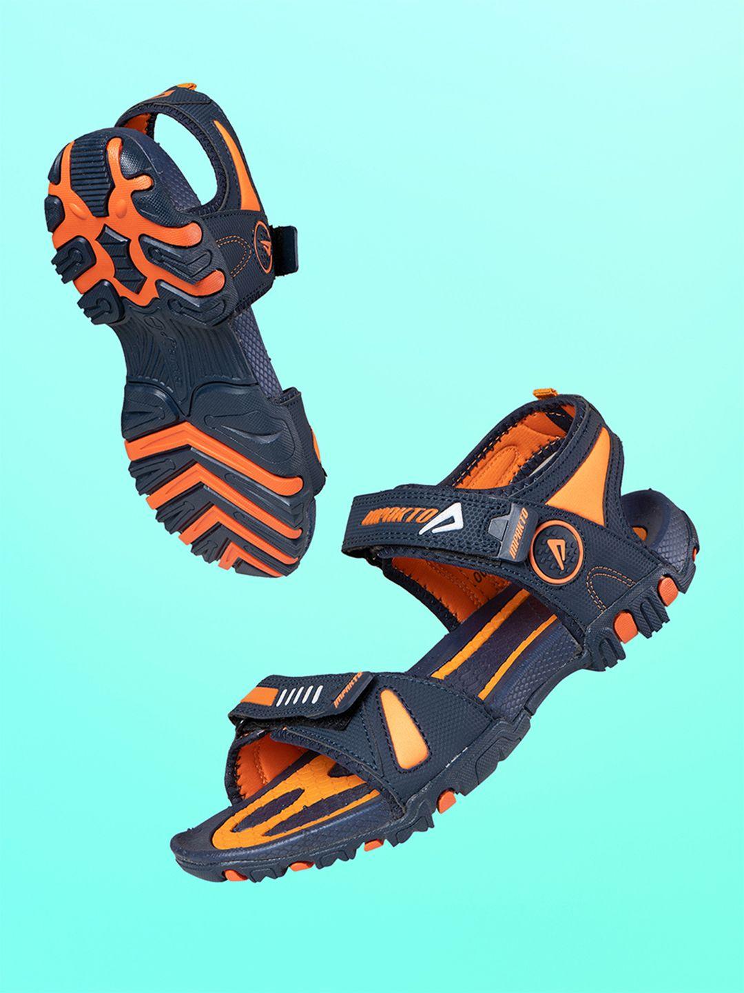 impakto men blue & orange solid sports sandals