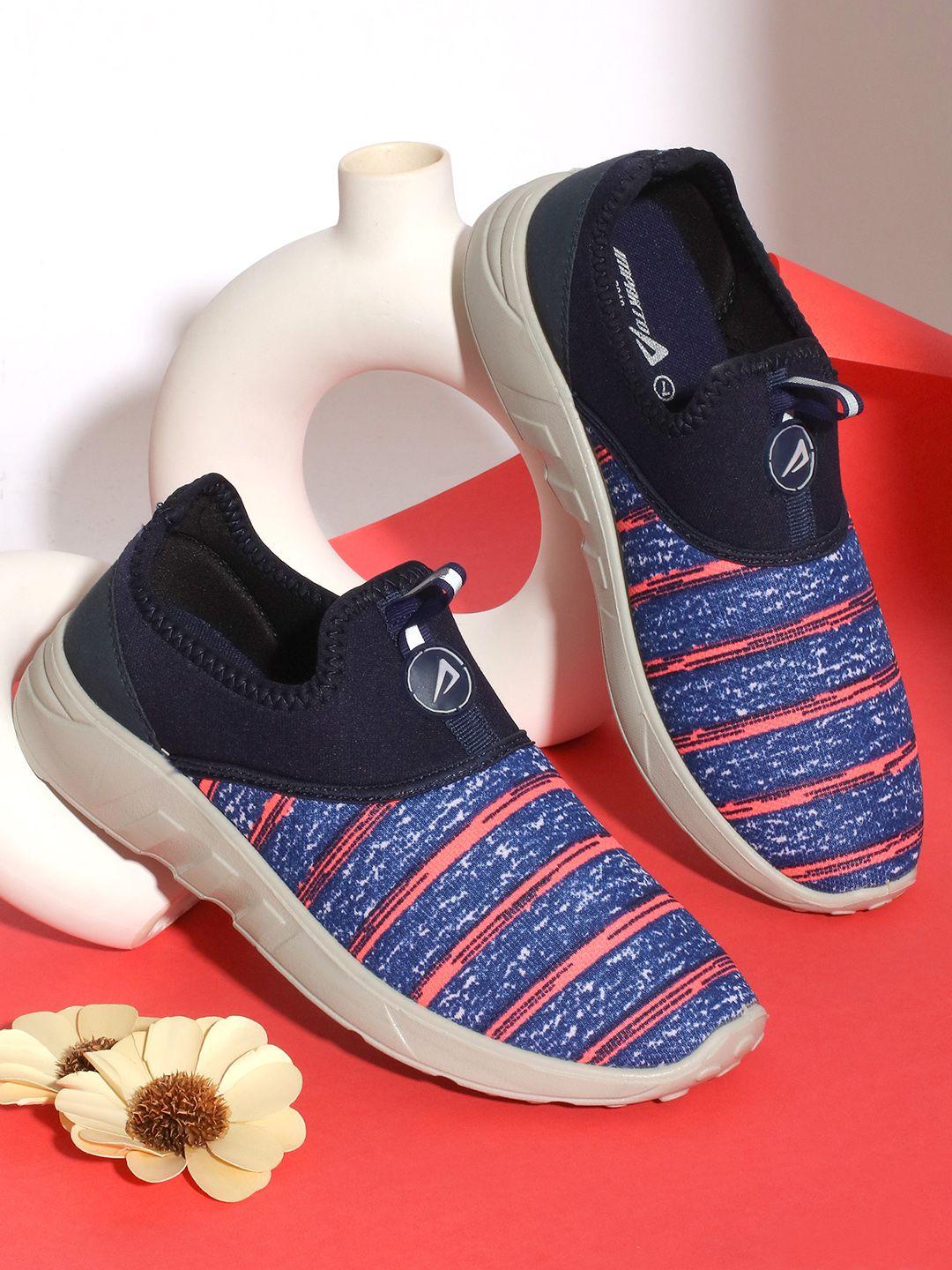 impakto women printed lightweight contrast sole slip-on sneakers