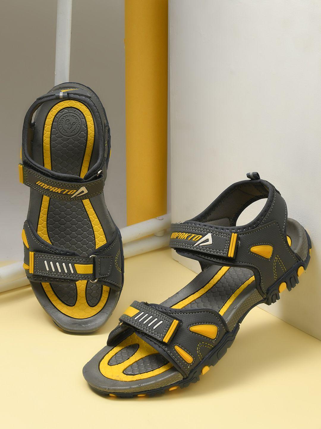 impakto men blue & yellow solid sports sandal