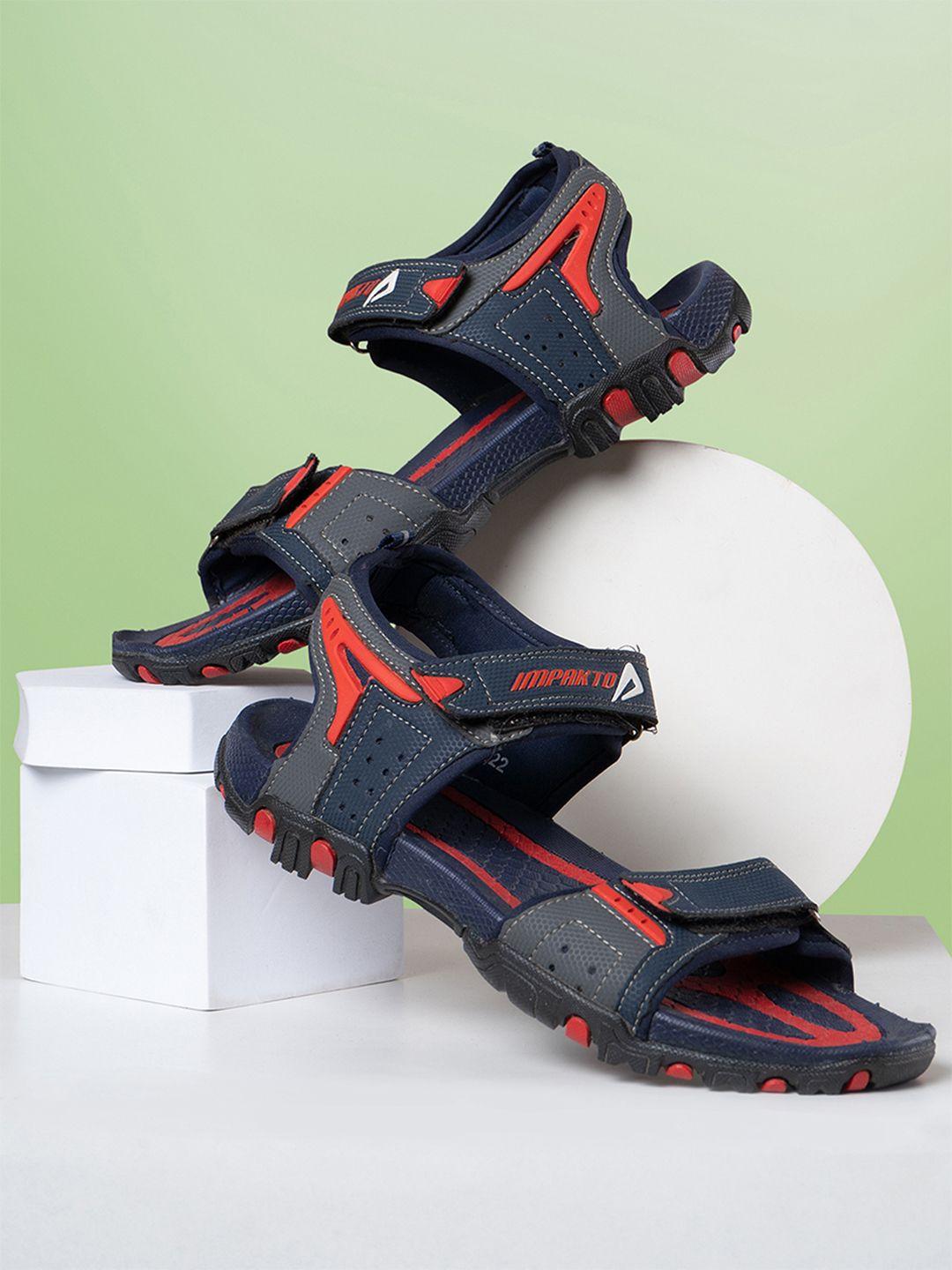 impakto men red & navy blue solid sports sandals