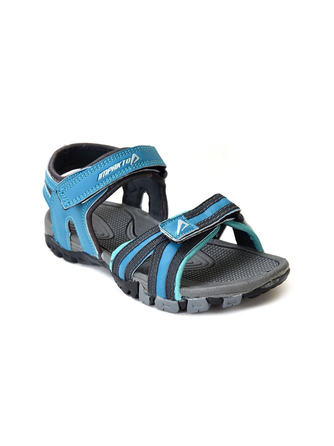 impakto women grey & blue solid sports sandals
