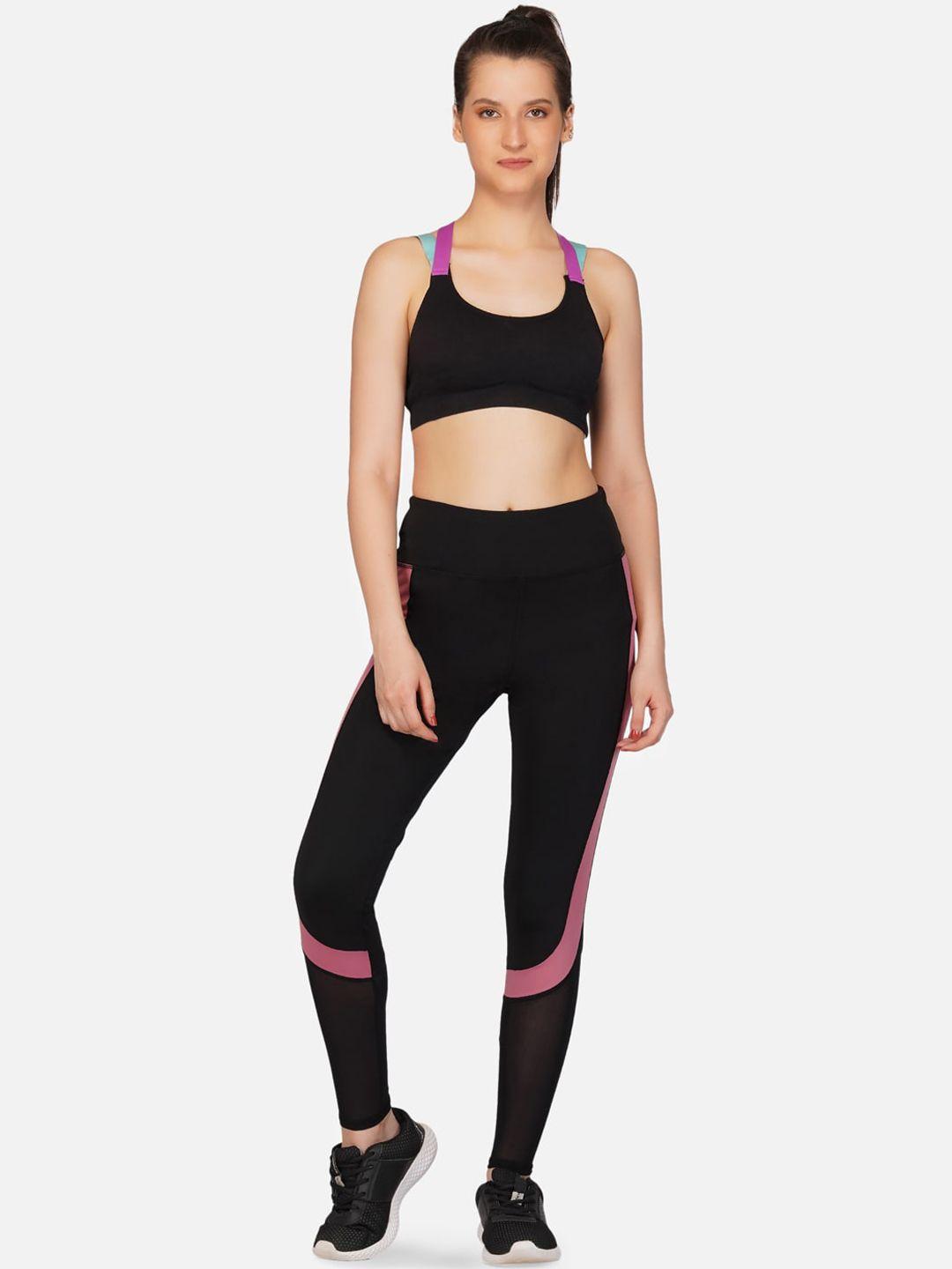 imperative women black & pink solid tights