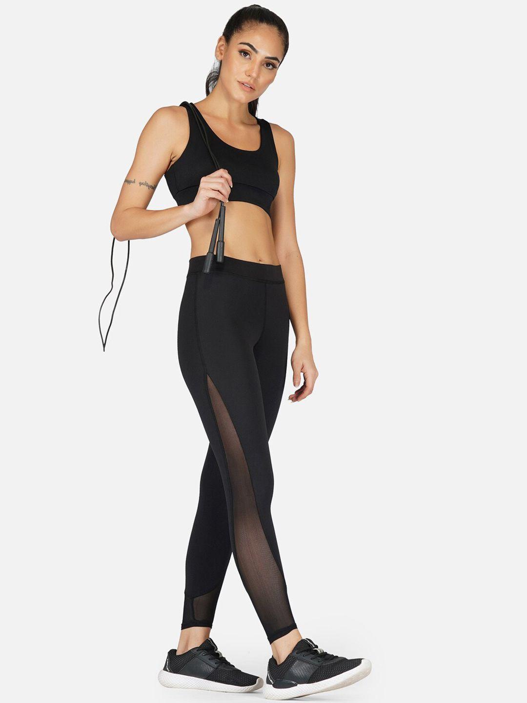 imperative women black solid dry fit slim-fit tights
