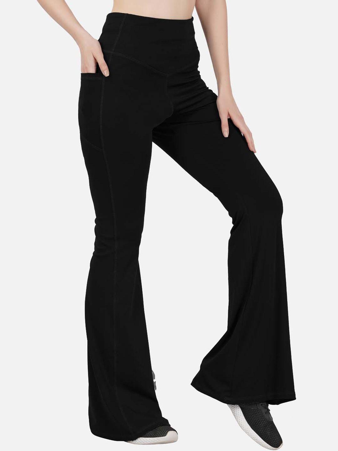 imperative women relaxed high-rise pain knitted flared bootcut trousers