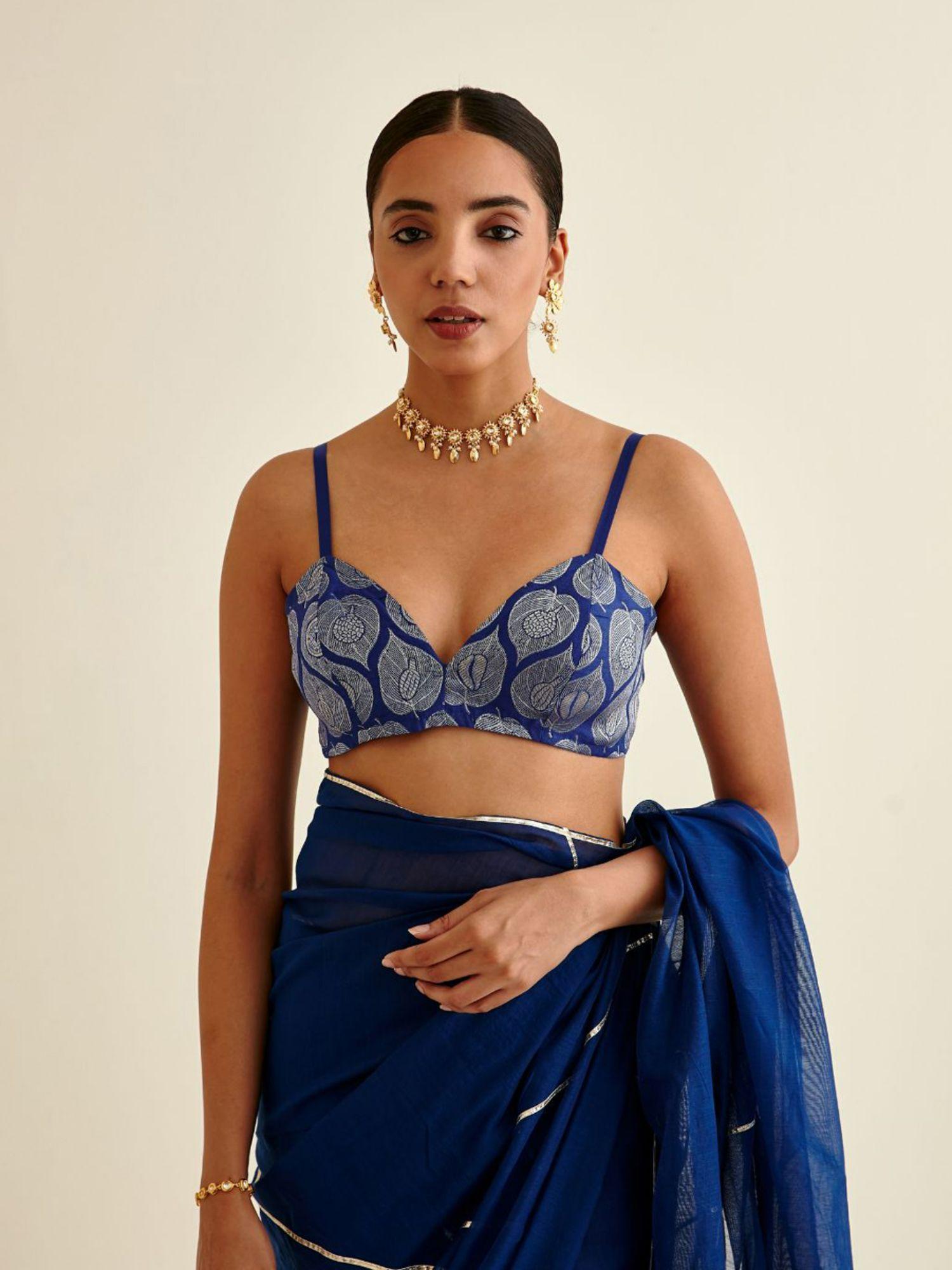 imperial blue banarasi paan zari blouse