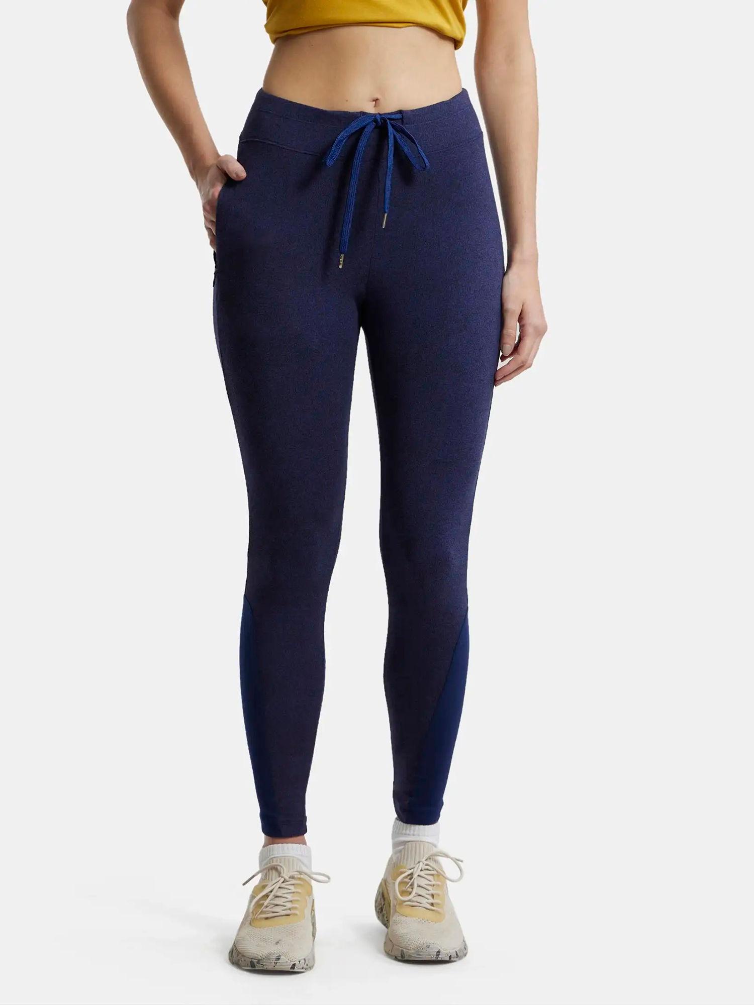 imperial blue melange printed yoga pant : style number - aa01