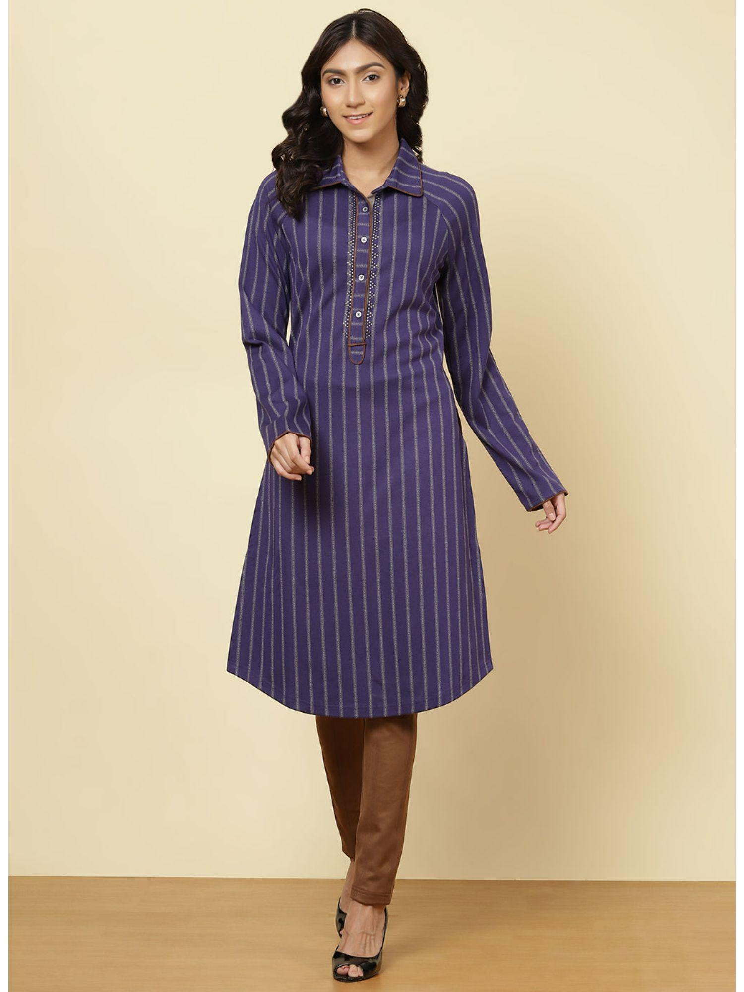 imperial blue striped kurti