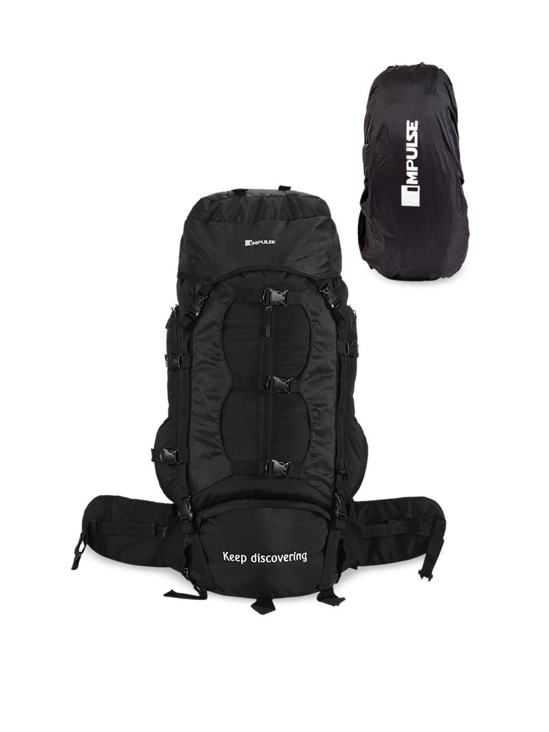 impulse black solid large waterproof rucksack