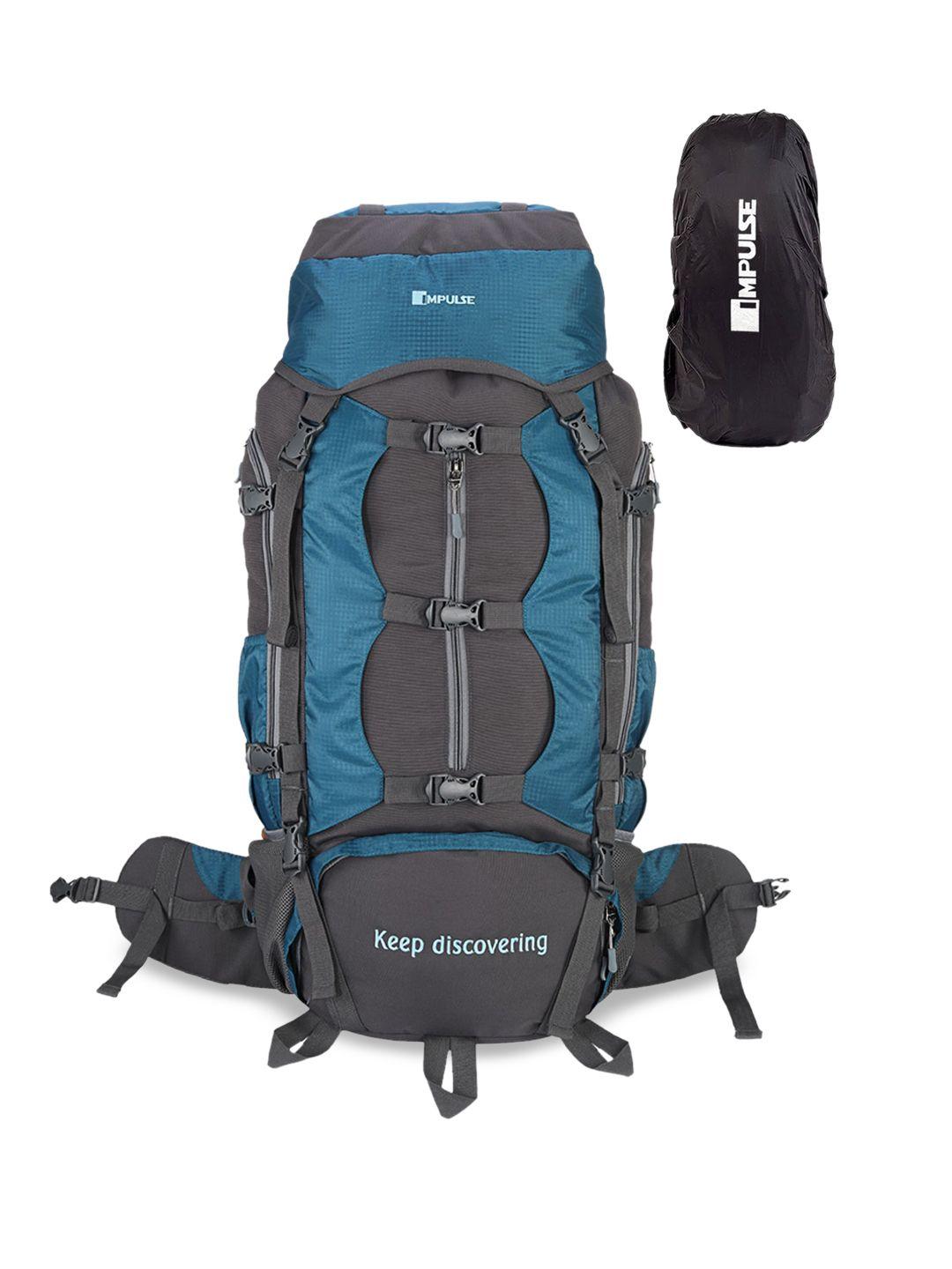 impulse blue & black colourblocked 60 litres waterproof rucksack