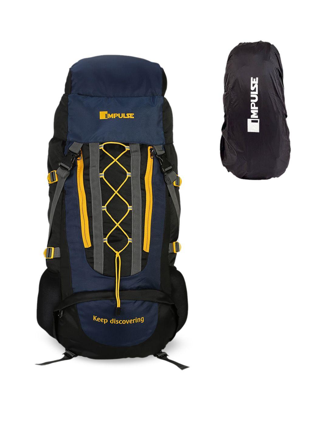impulse navy blue & black colourblocked waterproof rucksack 75 l