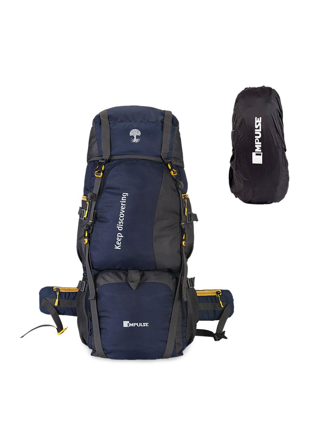 impulse navy-blue & black colourblocked waterproof rucksack 80 l