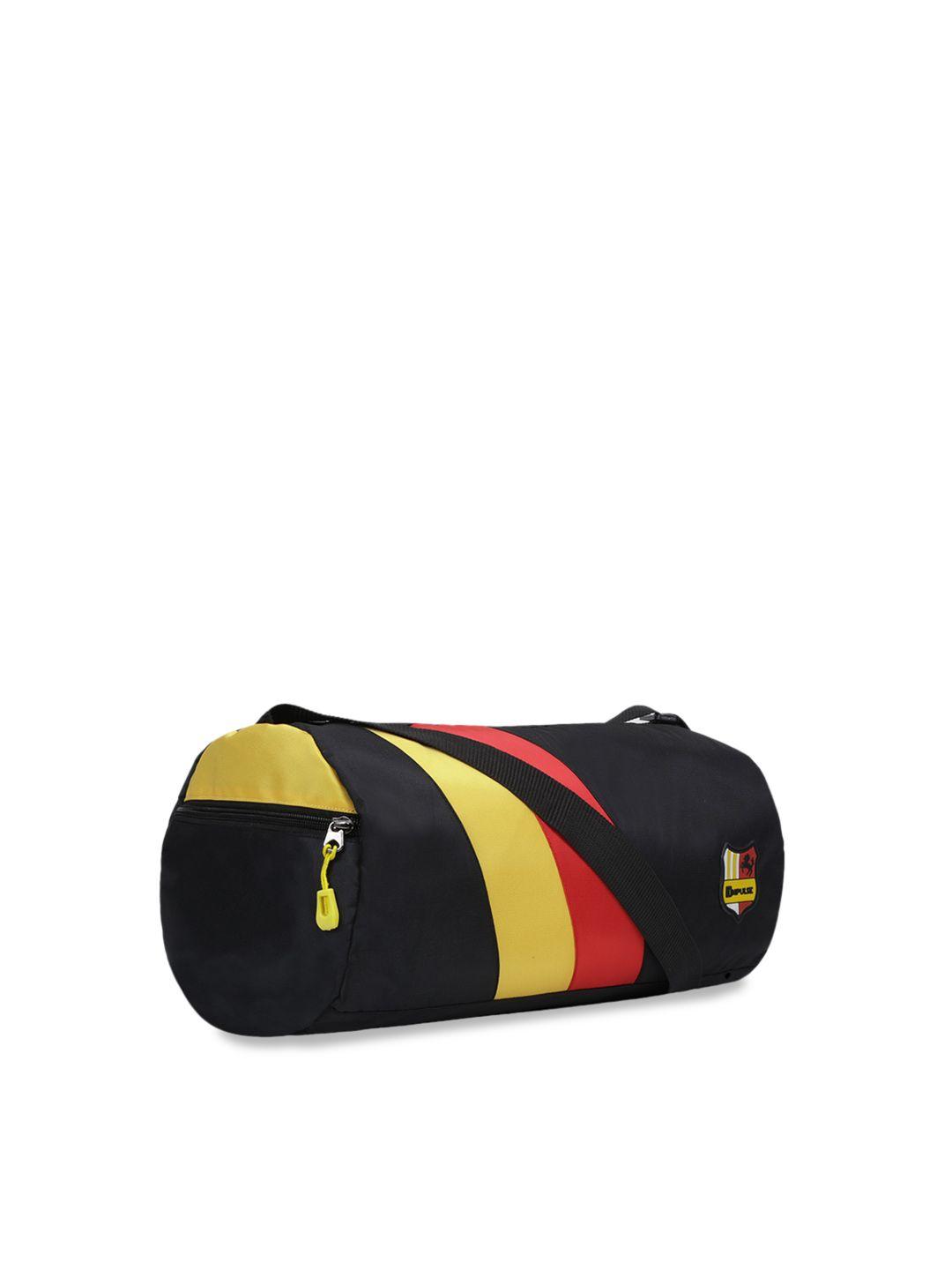 impulse unisex black & yellow colourblock pattern duffel bag