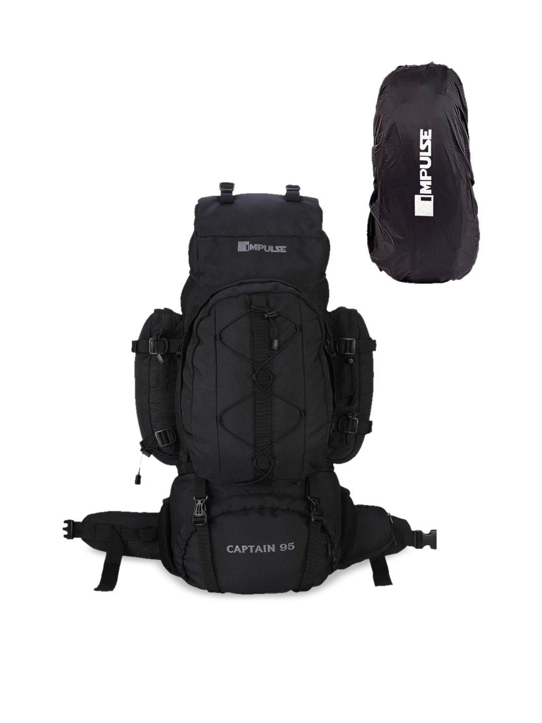 impulse unisex black solid waterproof rucksack