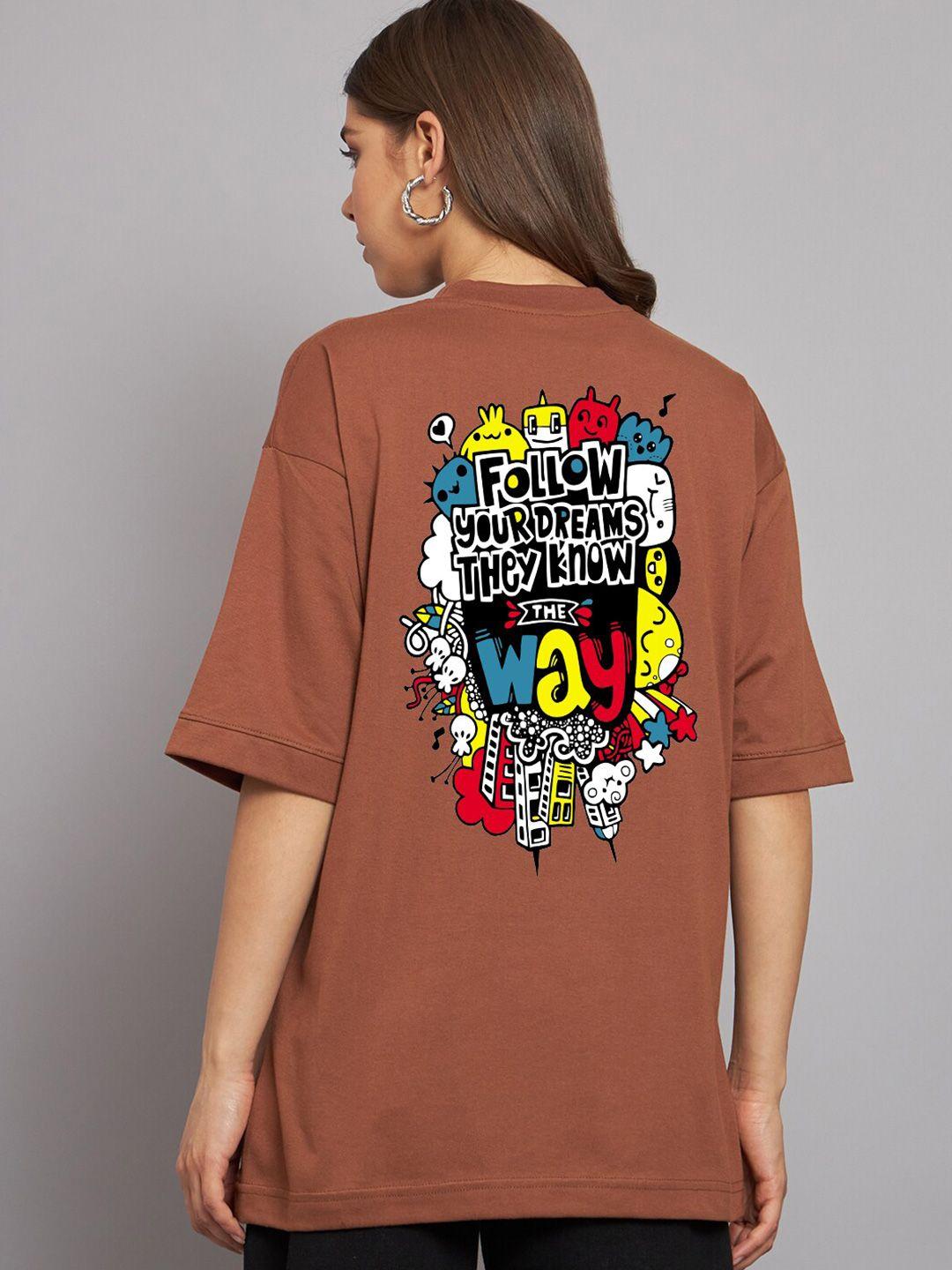 imsa moda typography printed drop shoulder sleeves oversize cotton casual t shirt