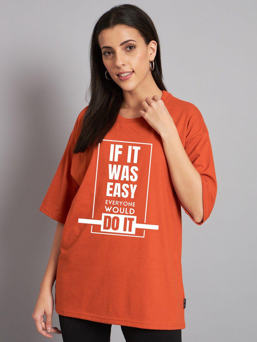 imsa moda typography printed drop shoulder sleeves oversized cotton t-shirt