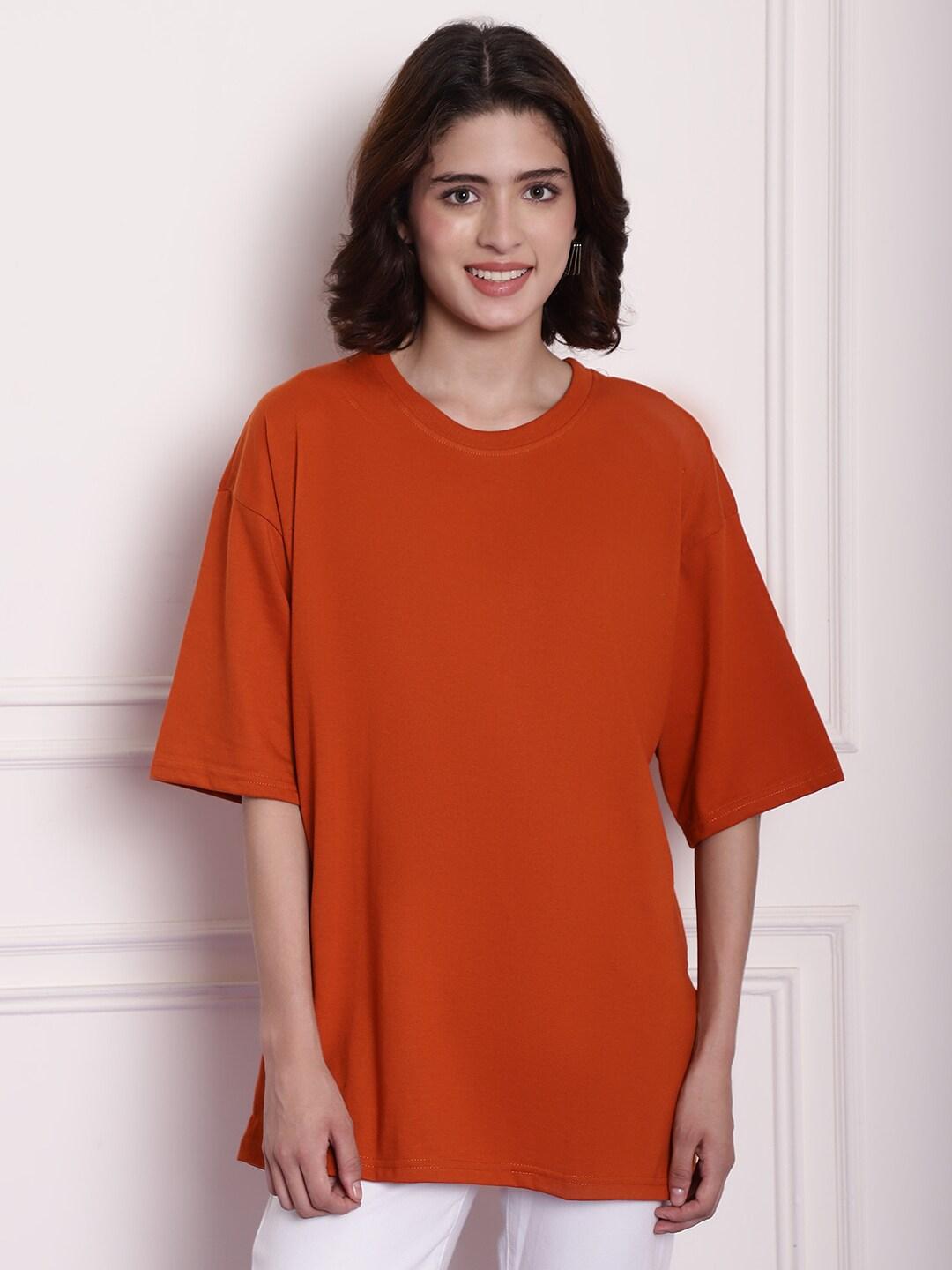 imsa moda women orange pockets t-shirt
