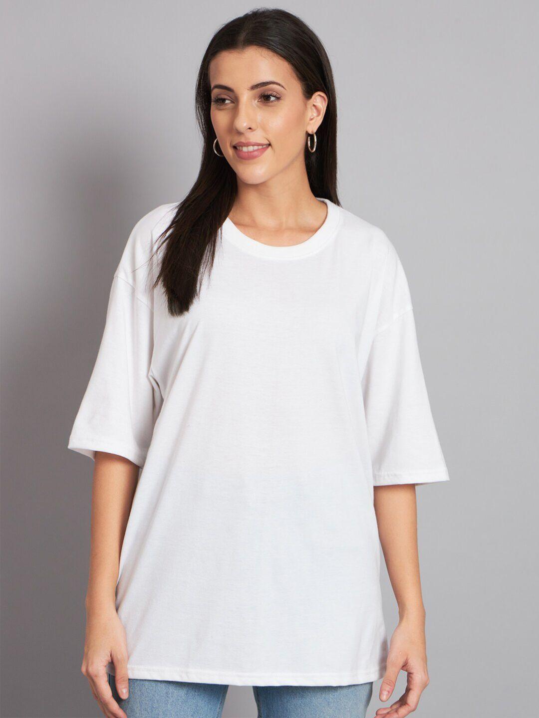 imsa moda cotton drop-shoulder sleeves oversized t-shirt