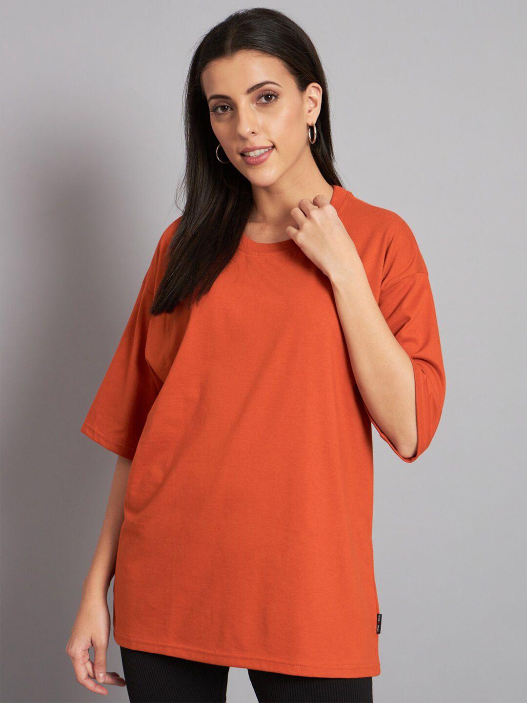 imsa moda cotton drop-shoulder sleeves oversized t-shirt