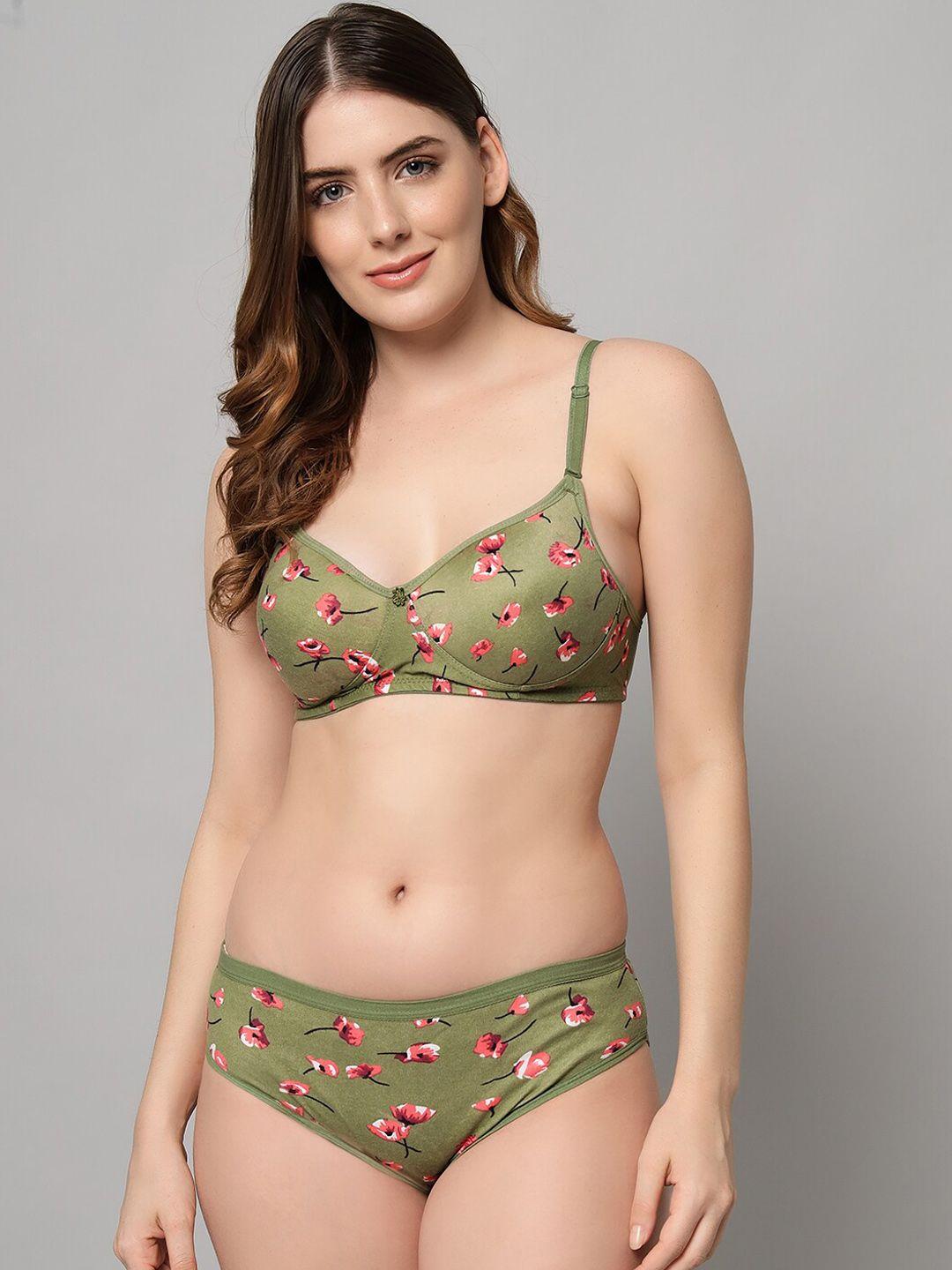 imsa moda floral printed lightly-padded bra with mid-rise briefs