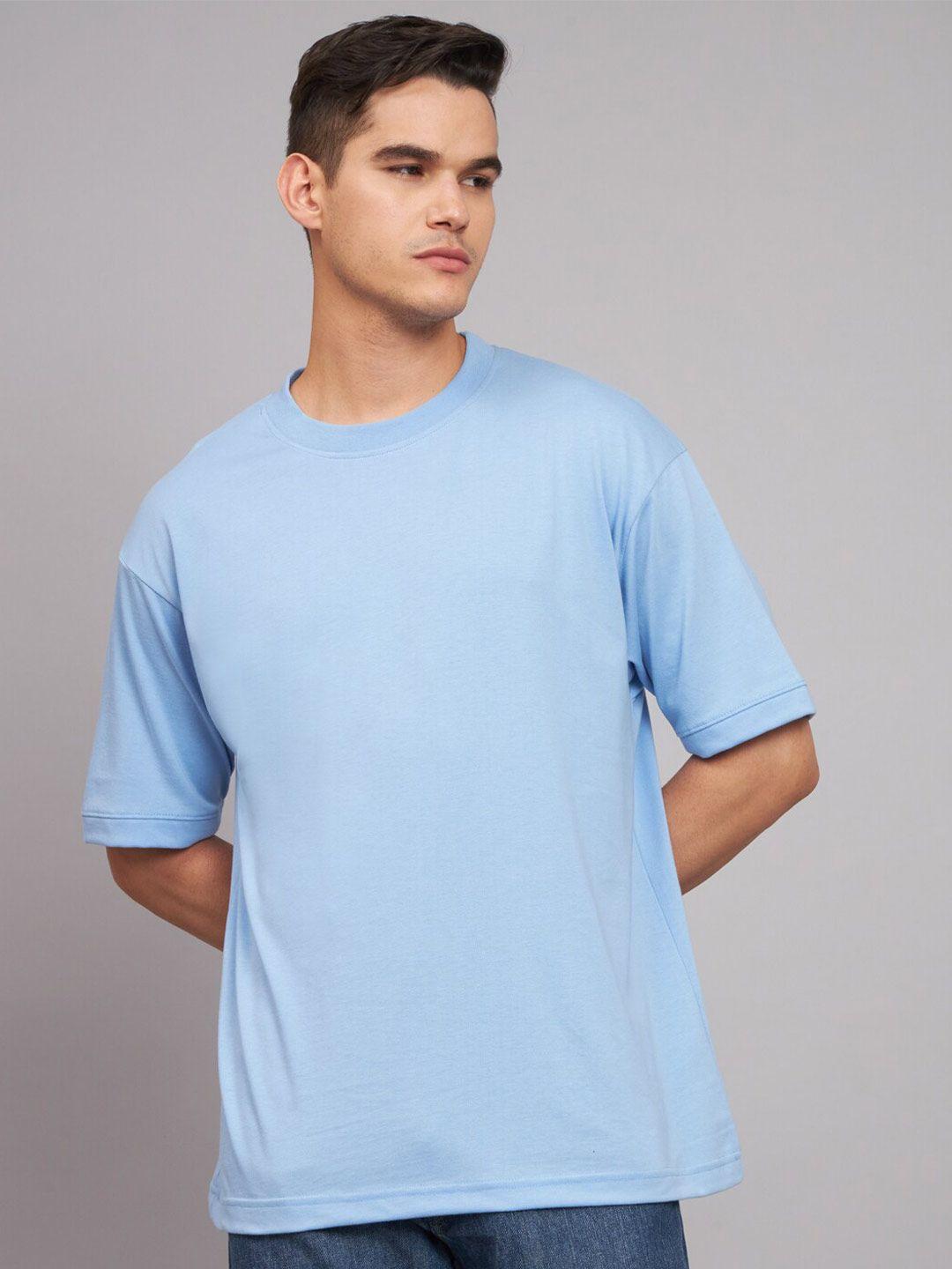 imsa moda men blue raw edge t-shirt