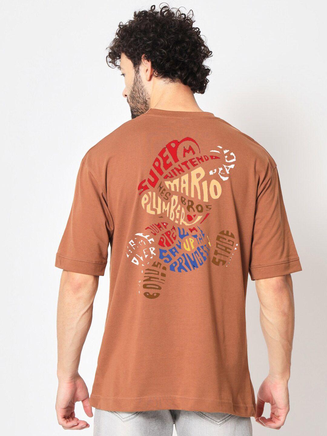 imsa moda men coffee brown typography printed t-shirt