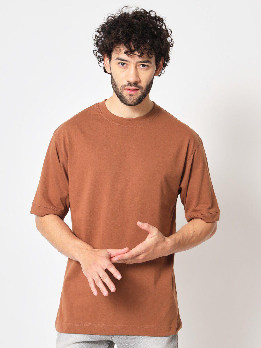 imsa moda men coffee brown v-neck loose t-shirt