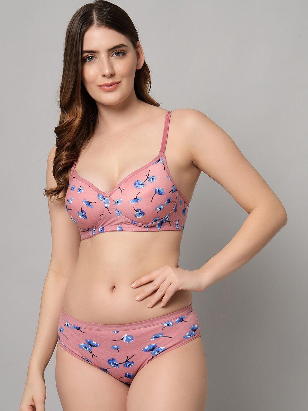 imsa moda printed lightly-padded bra with mid-rise briefs