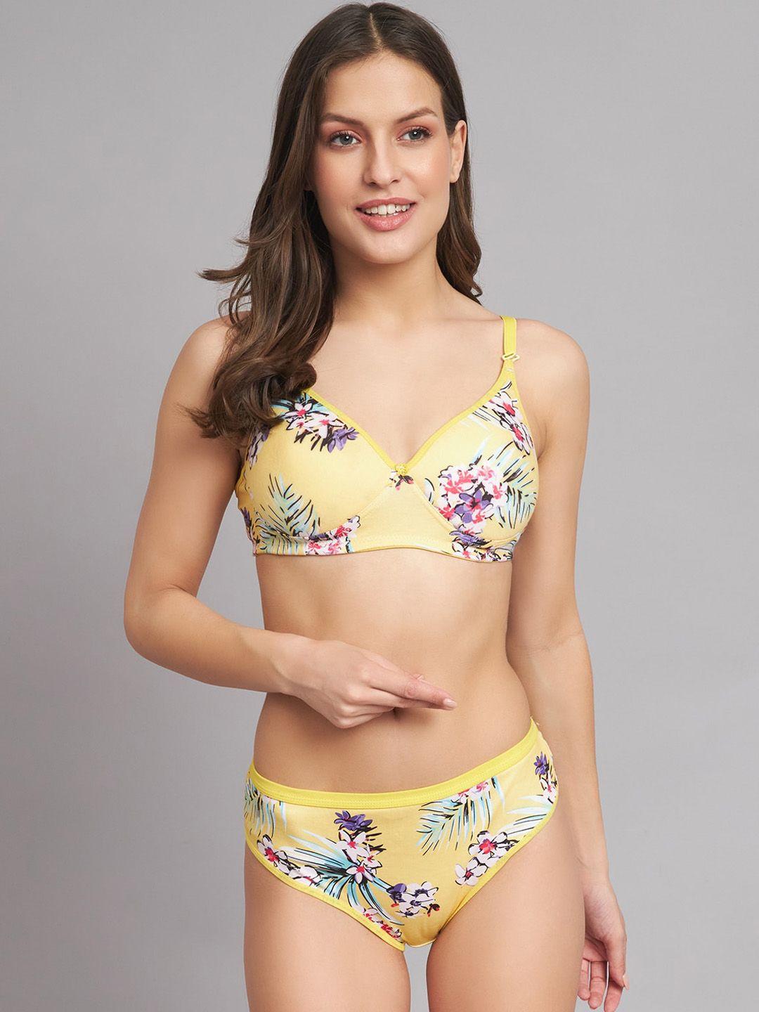 imsa moda printed lightly padded cotton bikini lingerie set