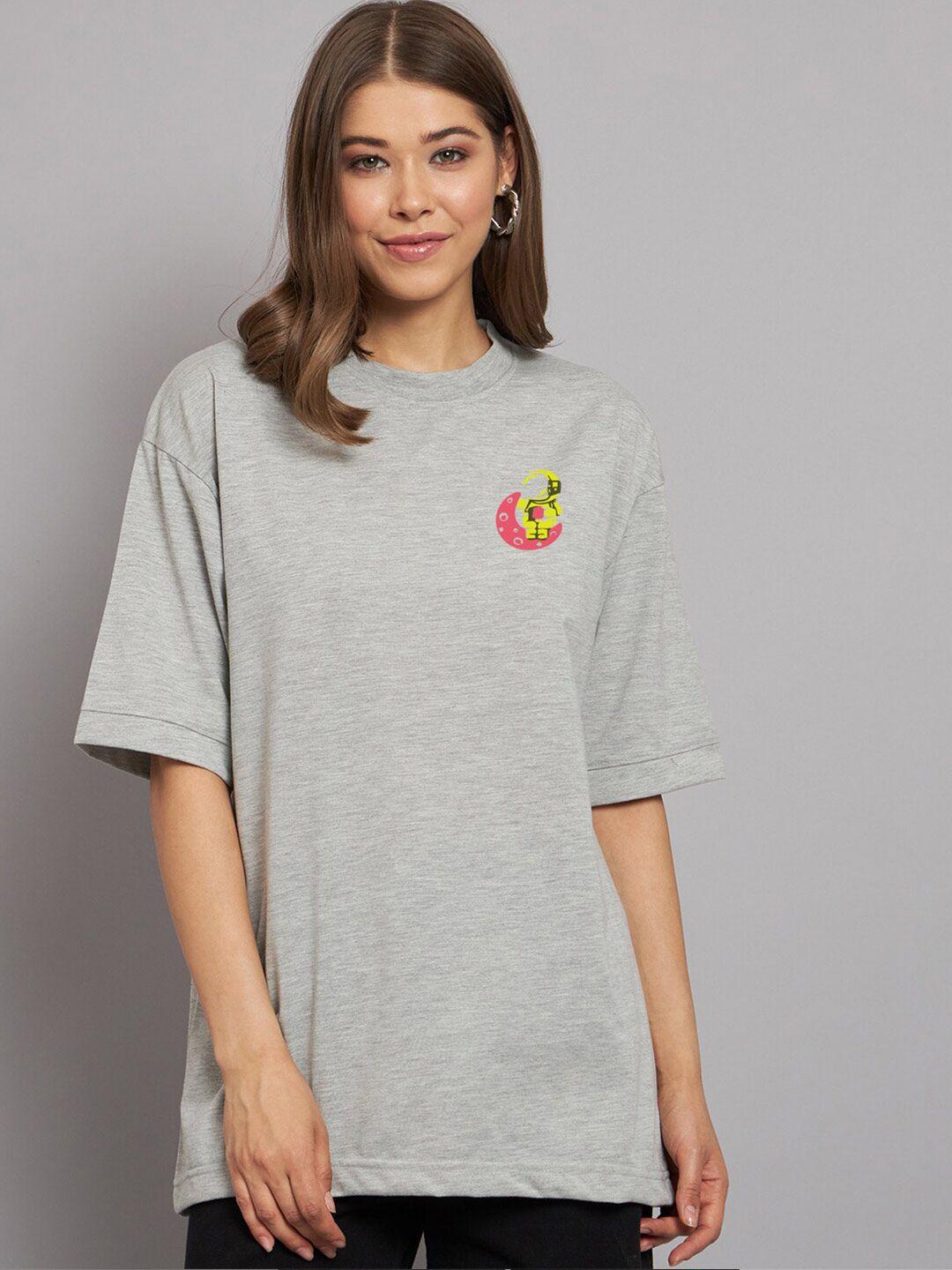 imsa moda typography printed drop shoulder cotton oversized longline t-shirt