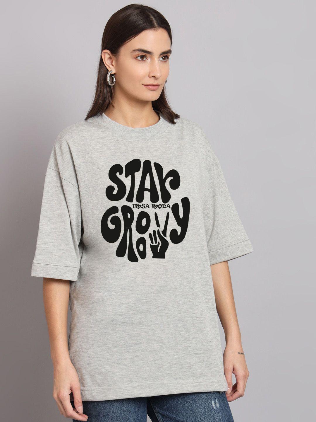 imsa moda typography printed oversized longline cotton t-shirt