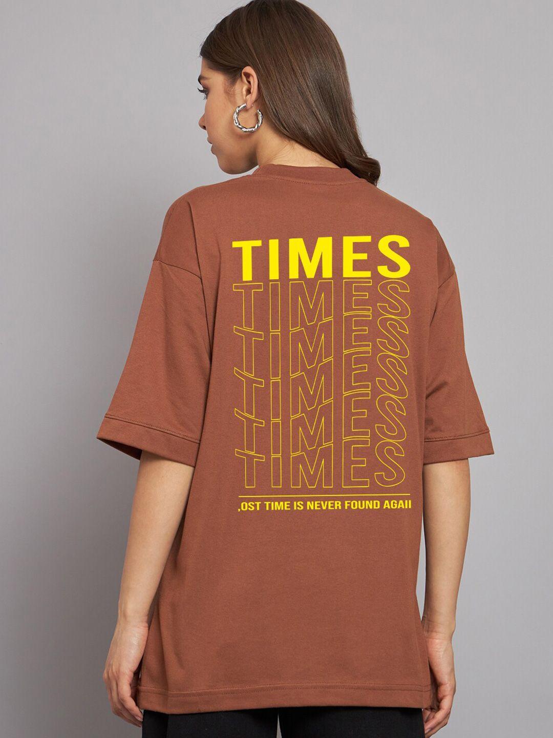 imsa moda typography printed round neck cotton oversized t-shirt