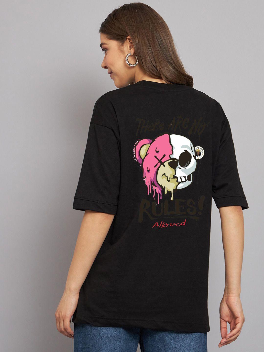 imsa moda women graphic printed cotton oversized t-shirt