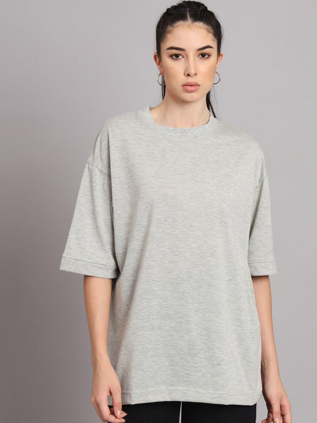 imsa moda women grey raw edge loose t-shirt