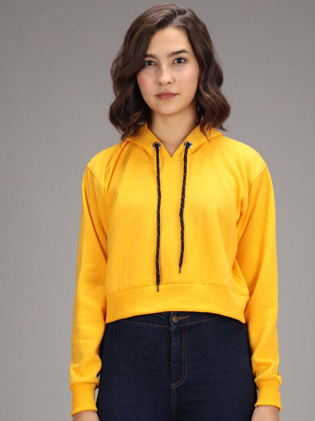 imsa moda women yellow hooded sweatshirt