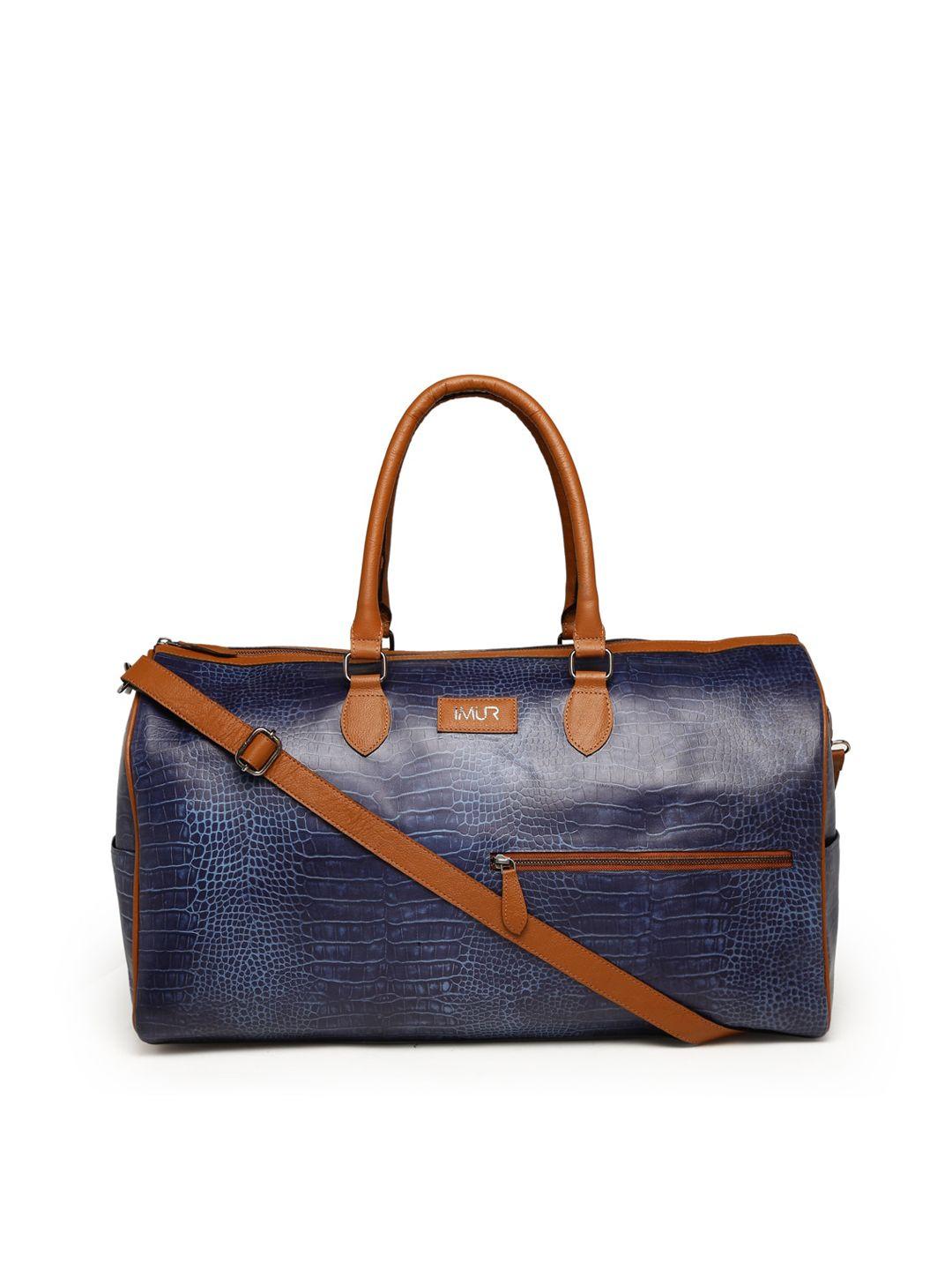 imur navy blue textured travel bag