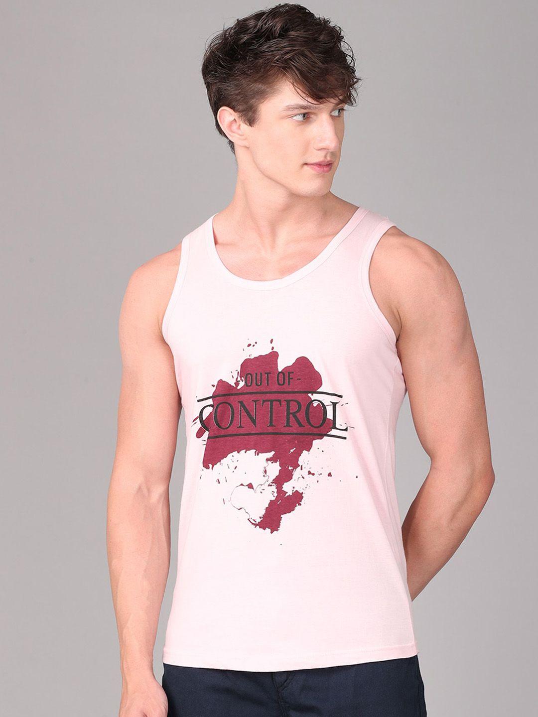 imyoung men pink & maroon typography printed pure cotton slim fit t-shirt