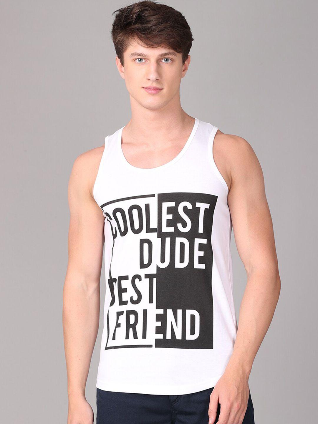 imyoung men white & black typography printed innerwear vests