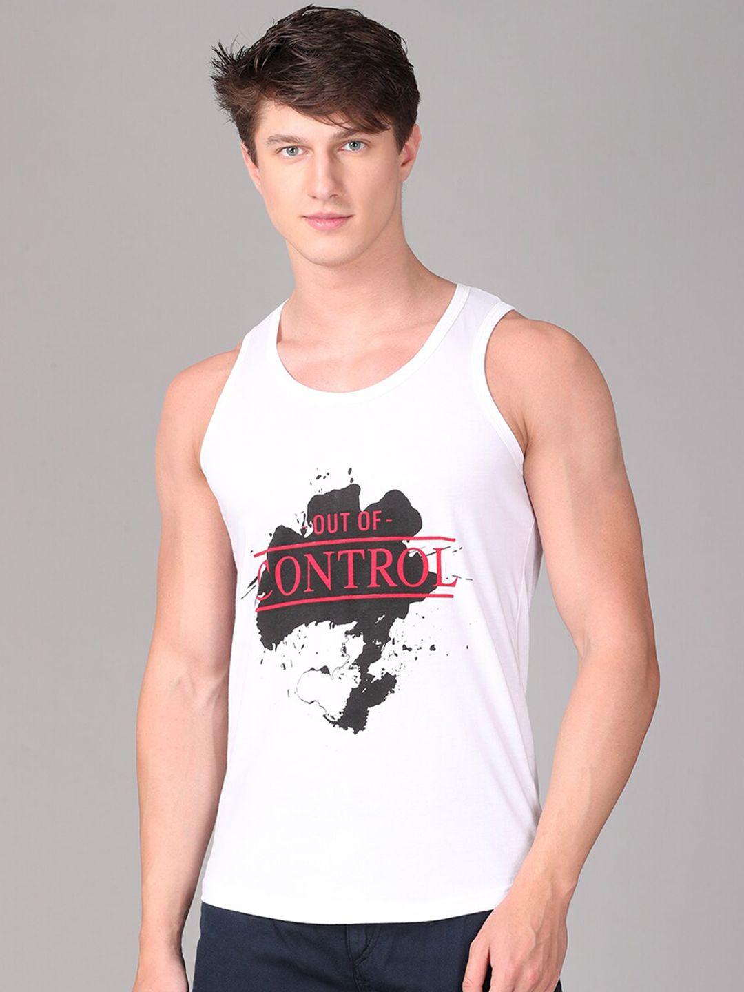 imyoung men white cotton printed t-shirt