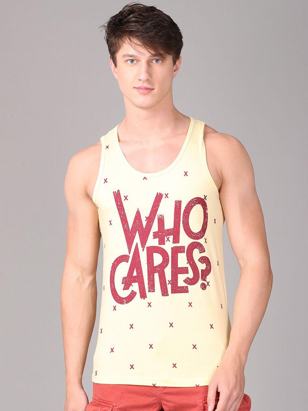 imyoung men yellow typography printed innerwear vests