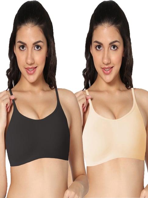 in care black & beige sports bra- pack of 2