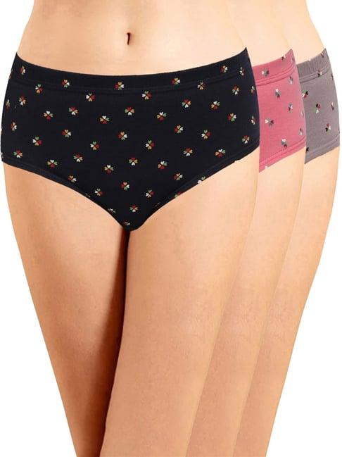 in care black & pink cotton printed hipster panties - pack of 3