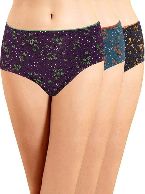 in care blue & green cotton printed hipster panties - pack of 3