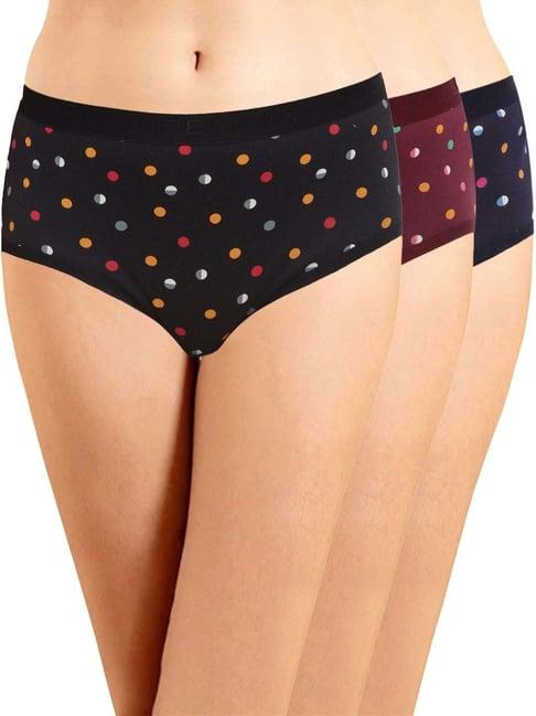 in care blue & maroon cotton printed hipster panties - pack of 3