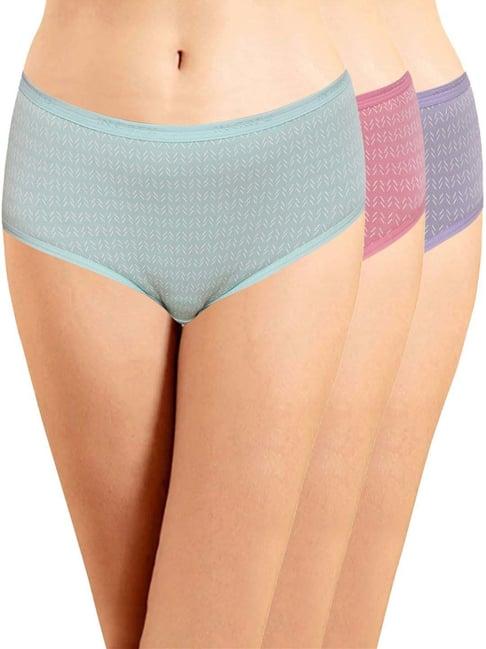 in care blue & pink cotton printed hipster panties - pack of 3