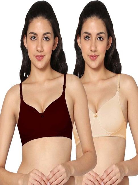 in care brown & cream t-shirt bras - pack of 2